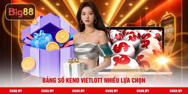 Bảng số keno Vietlott nhiều lựa chọn
