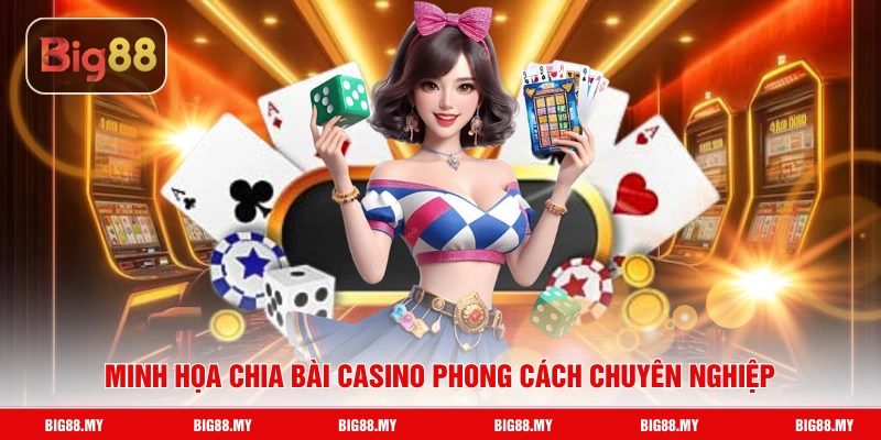 Minh họa chia bài casino phong cách chuyên nghiệp