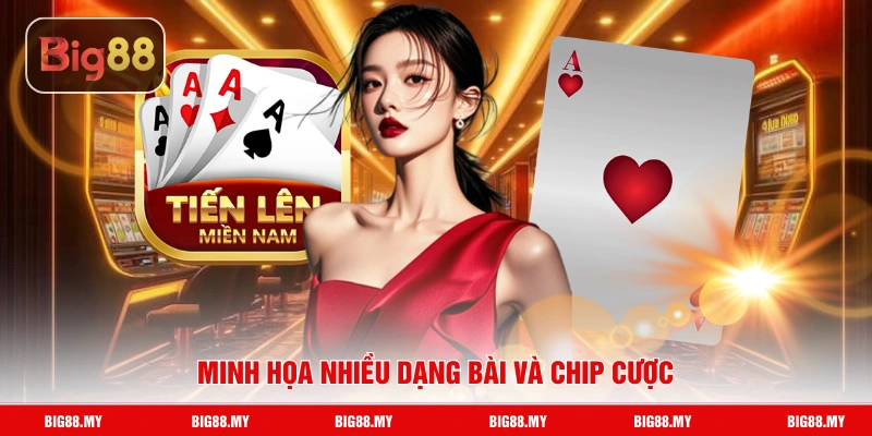 Minh họa nhiều dạng bài và chip cược
